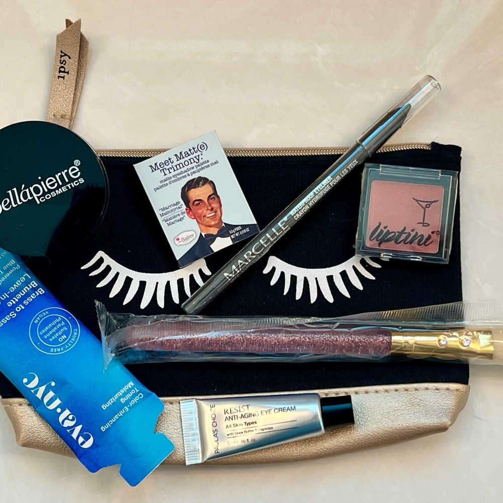 Makeup Bundle Ipsy & Birchbox Samples & Zipper Pouch Paula's Choice, The Balm